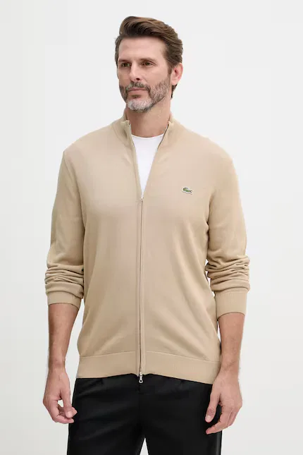 Свитер кардиган байковый Lacoste, бежевый