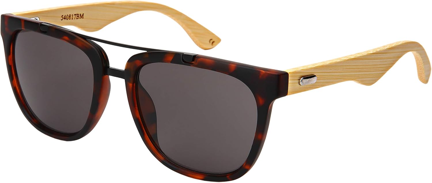 

Солнцезащитные очки-авиаторы Edge I-Wear Wood Bamboo Horn Riming Aviator для мужчин и женщин с двойной перекладиной 540817BM-SD-3 EDGEIWEAR, Matte Tortoise Frame/Gray Lens