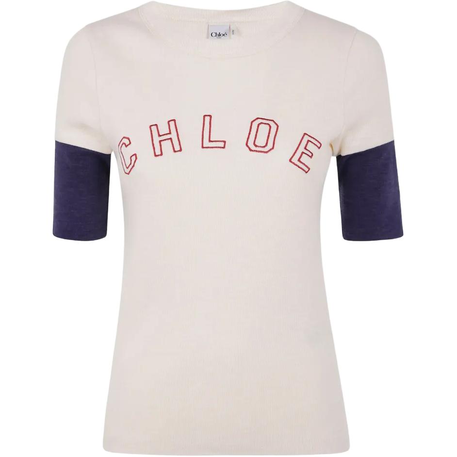 

Футболка с контрастными рукавами и круглым вырезом Chloé, белый