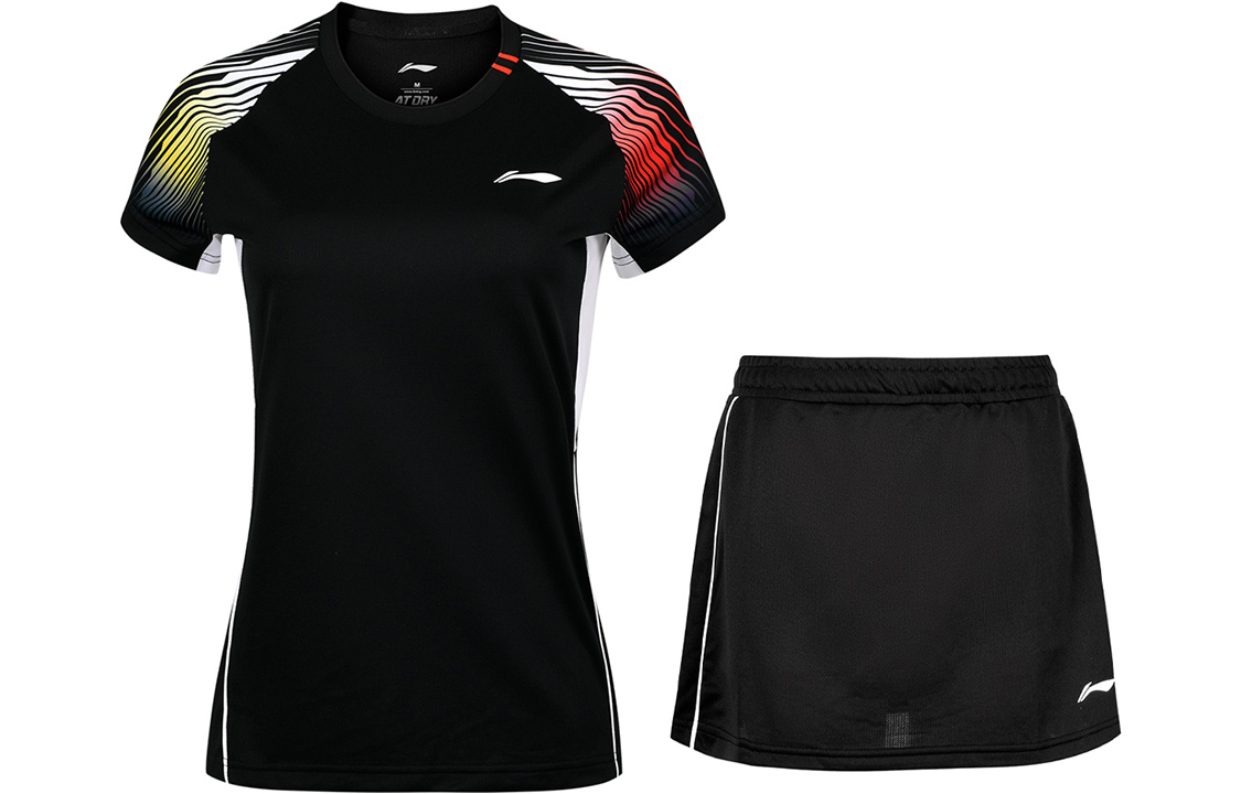 

Женские повседневные костюмы из коллекции Li Ning для бадминтона, с круглым вырезом, средней длины., set (черный)