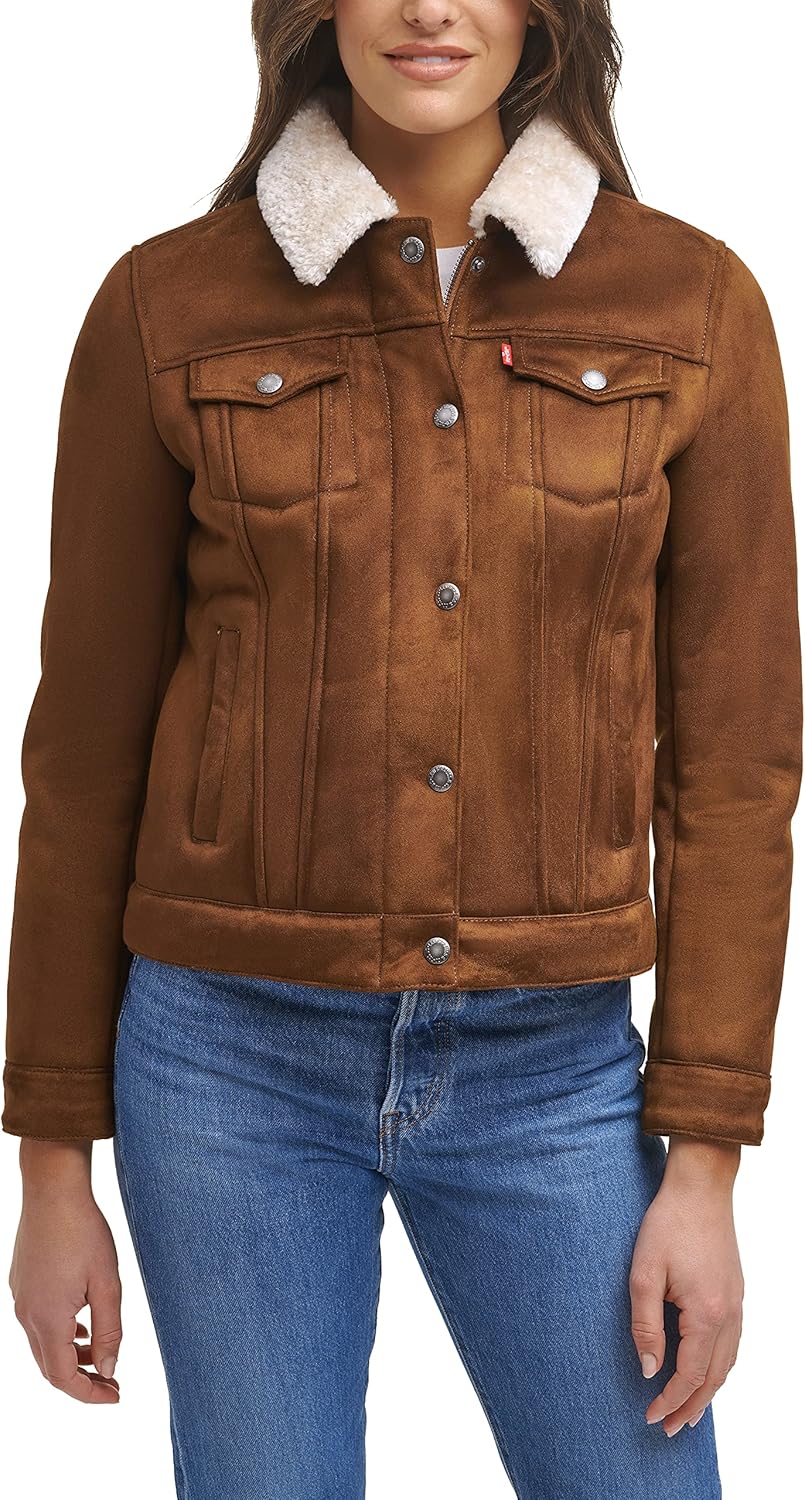 

Levi's Женская классическая куртка-тракер с подкладкой из шерпы, Cognac Faux Shearling
