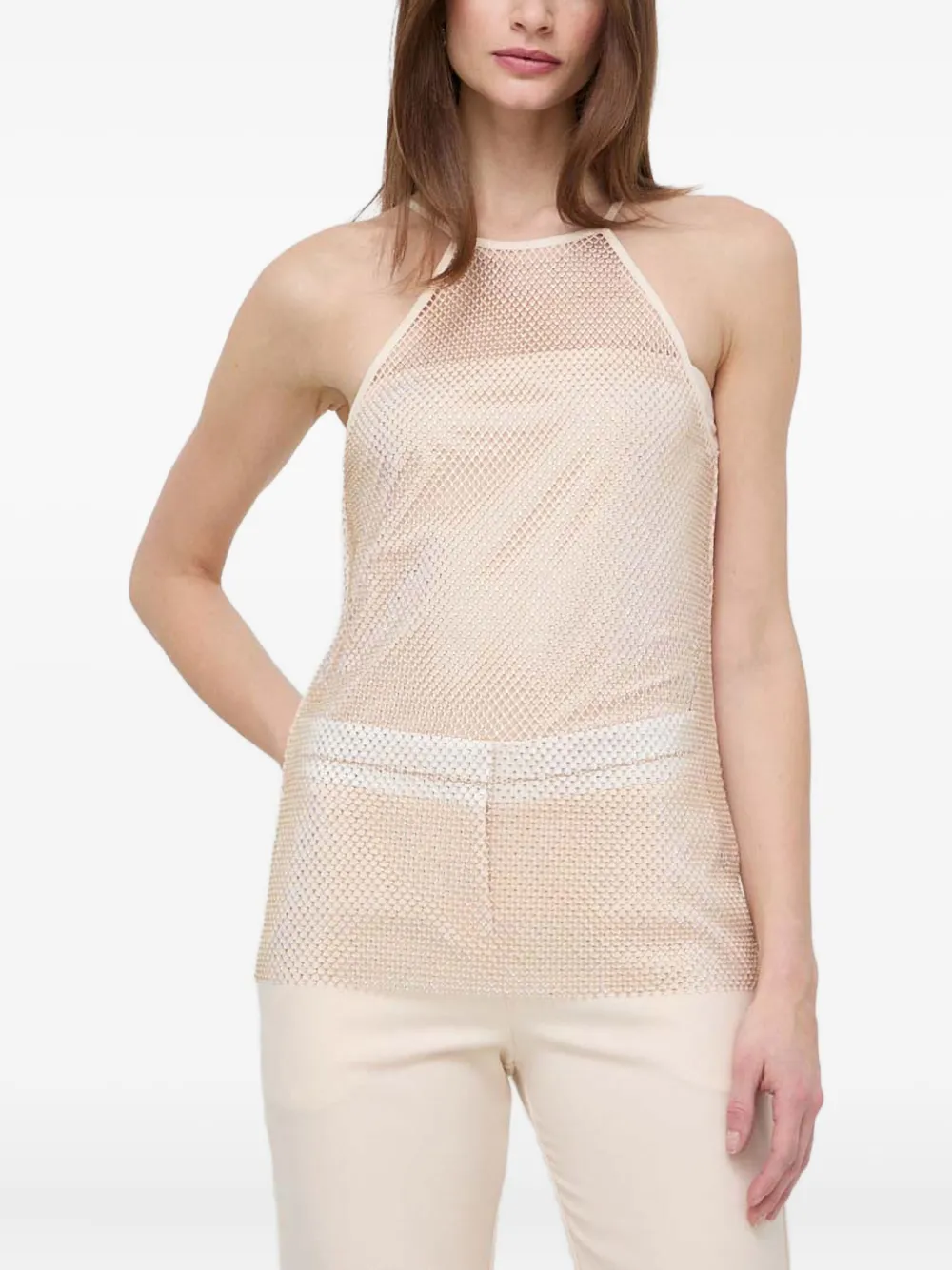 

Топ из сетки, украшенный кристаллами Patrizia Pepe, розовый