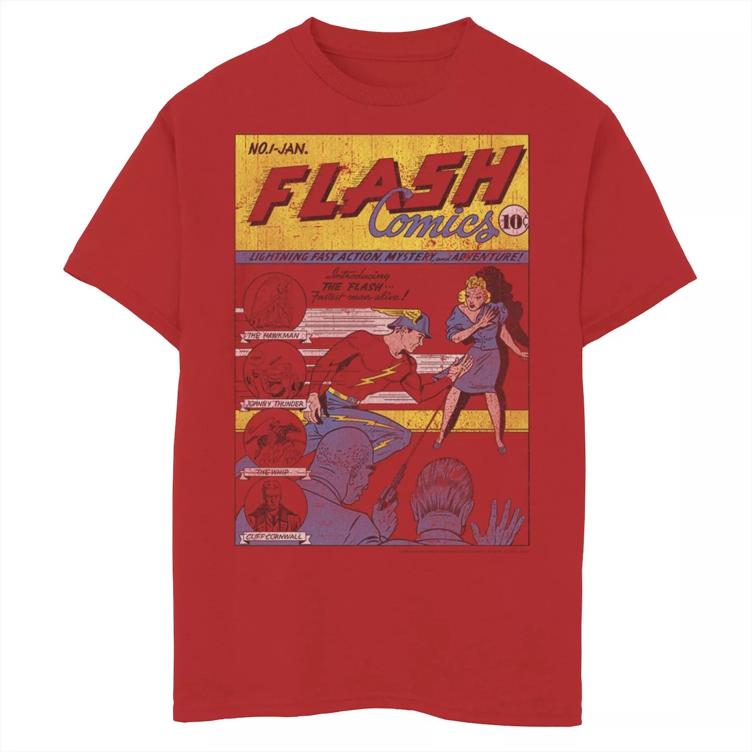 

Винтажная футболка с графическим рисунком и обложкой Flash Comics для мальчиков 8–20 лет Licensed Character