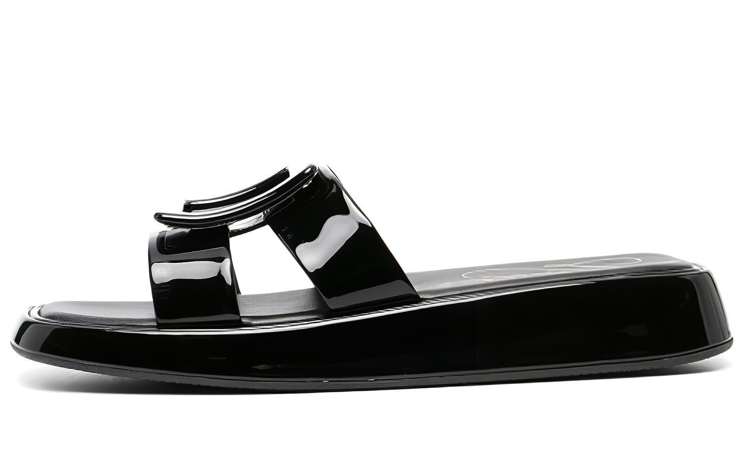 Roger Vivier Женские черные шлепанцы Slide