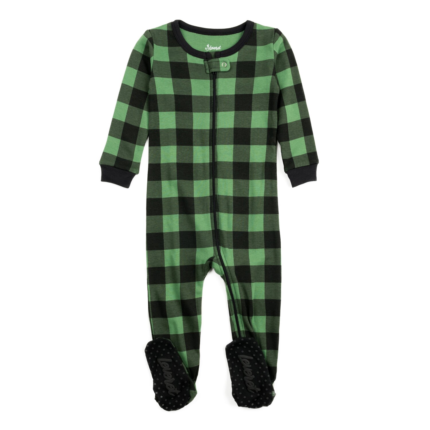 

Рождественская детская хлопковая пижама в клетку Leveret, цвет Plaid Black & Green