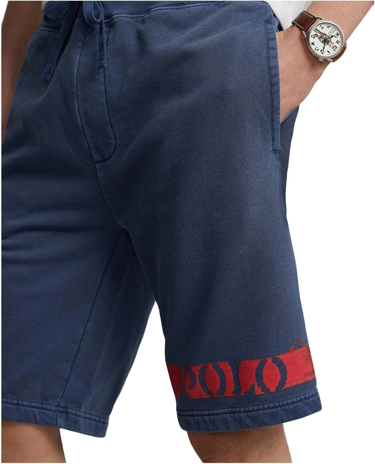 Мужские спортивные шорты POLO RALPH LAUREN из флиса с эластичным поясом на шнуровке — фото 3