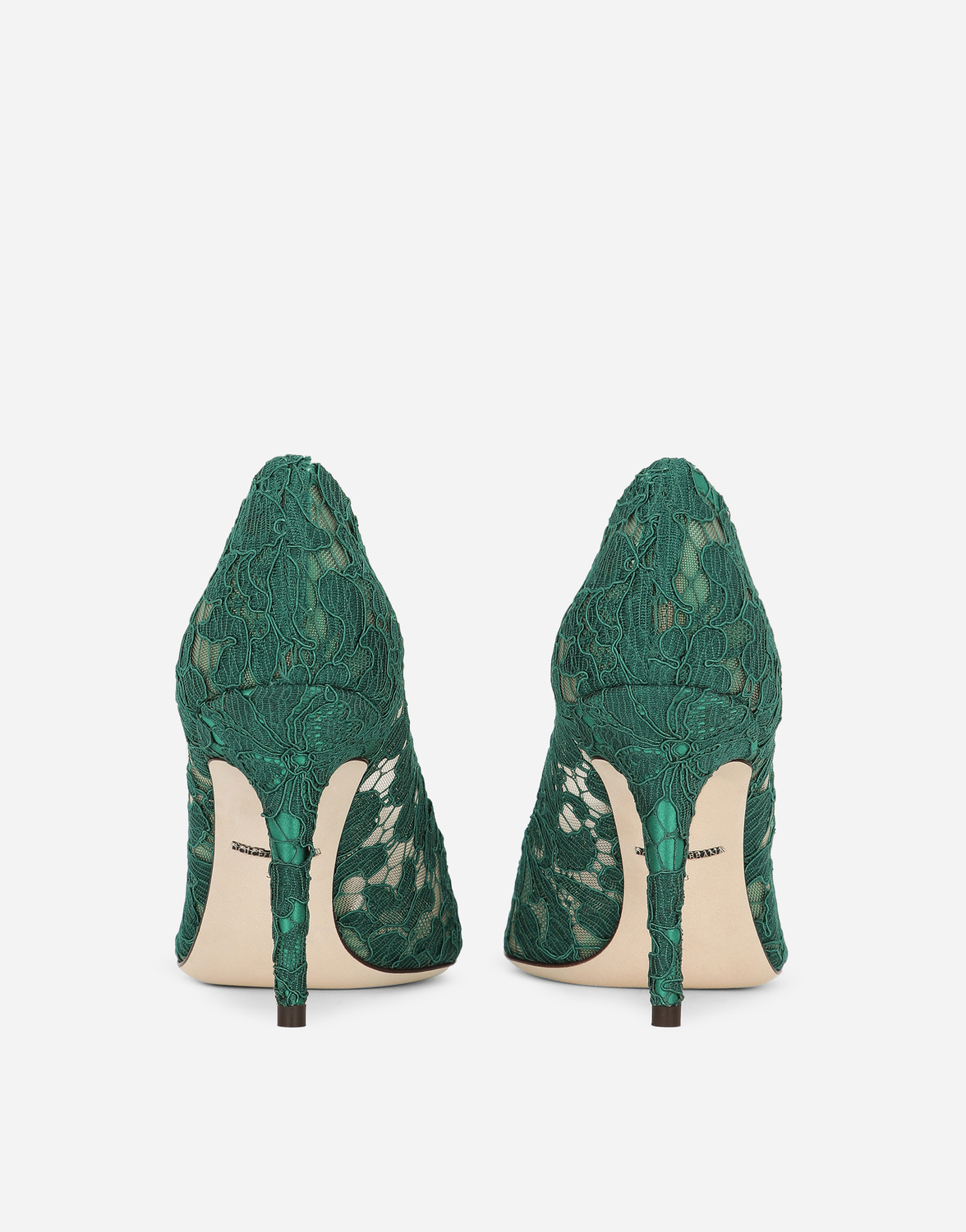 Туфли-лодочки из кружева в радужной расцветке с отделкой в виде броши Dolce & Gabbana, зеленый — фото 4