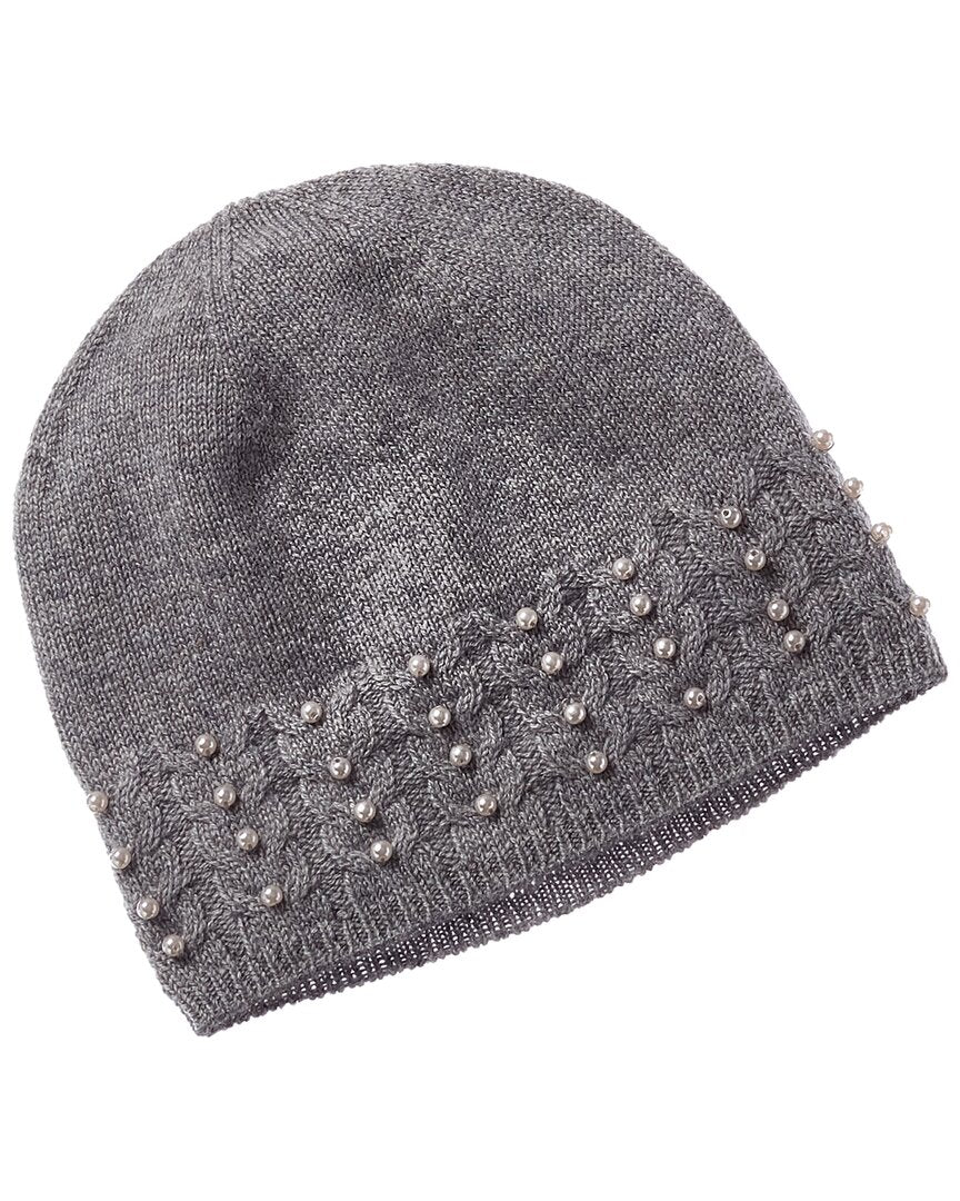 

Кашемировая шляпа Forte Cashmere с жемчужными заклепками, серый