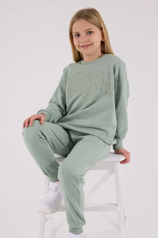 Детский комплект из свитшота и брюк с вышивкой U.S. Polo Assn., Green — фото 3