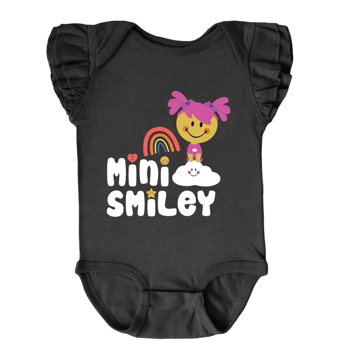 Детский боди с рукавом-крылышком Mini Smiley Rainbow Cloud Aria The Juniper Shop, Black