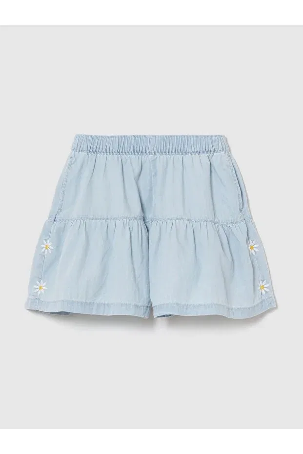 Детские шорты для девочек хлопковые Pull-On Tiered Shorts Gap, Light Blue