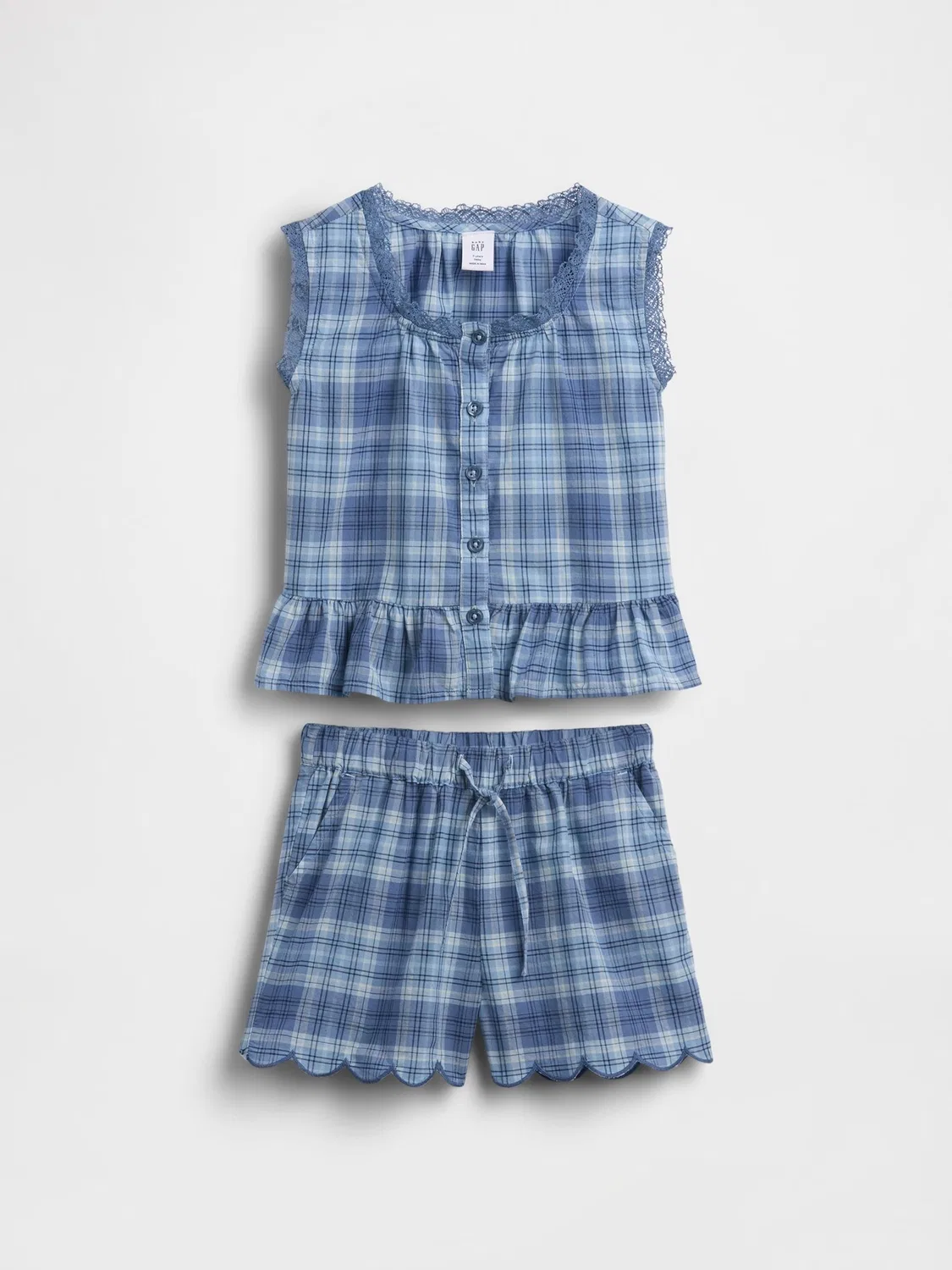 Детский костюм из двух предметов, клетка Gap, синий