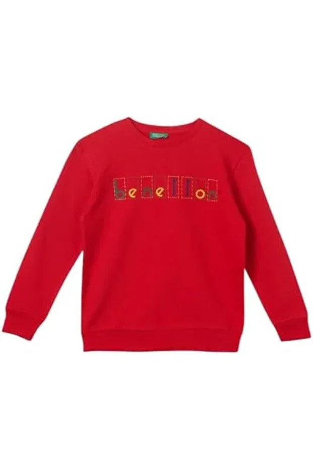 Детские свитшот для девочек с принтом Benetton, Red