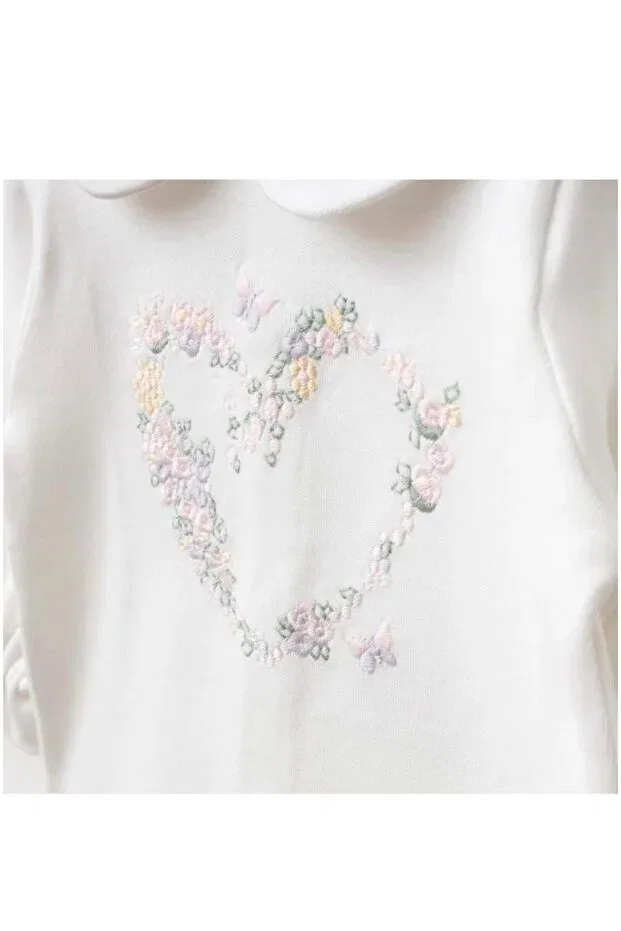 Детский комбинезон для девочек с длинным рукавом Heart Embroidered Baby Long, White — фото 3