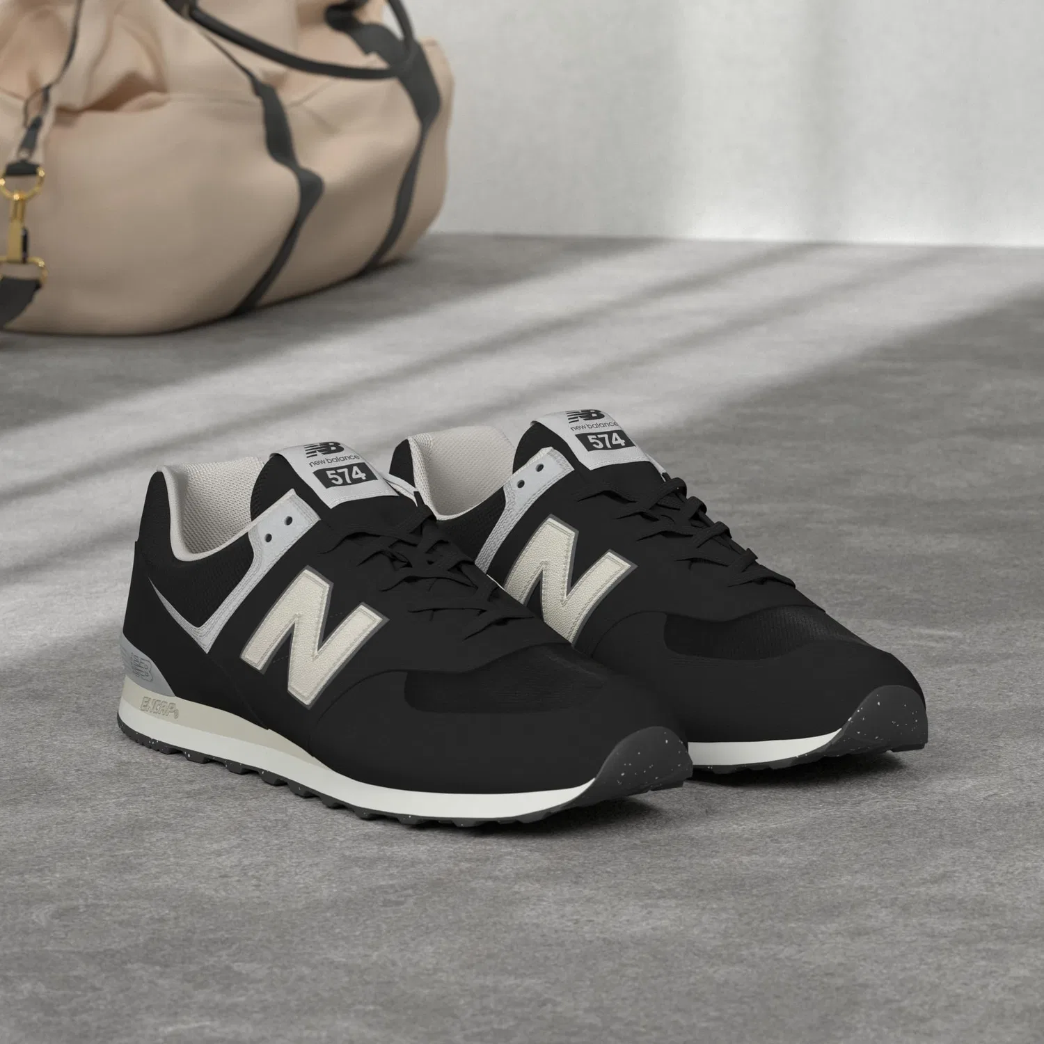 Детские кроссовки для мальчиков с принтом 574 New Balance, Black Grey — фото 2