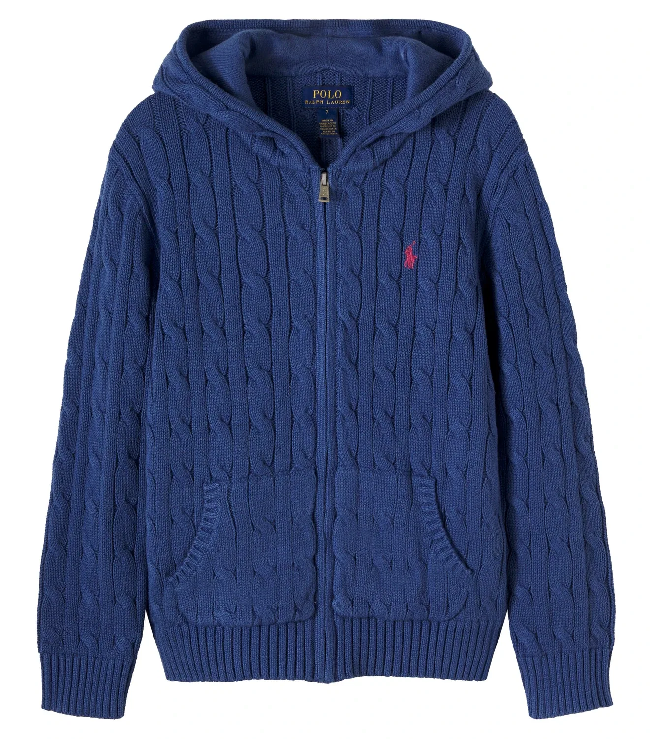 Толстовка на молнии с косами Polo Ralph Lauren Kids, синий