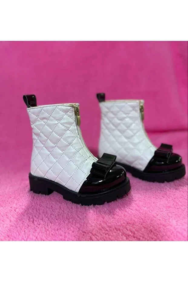 Детские ботинки для девочек с принтом Bootie Eybabykids, White Black