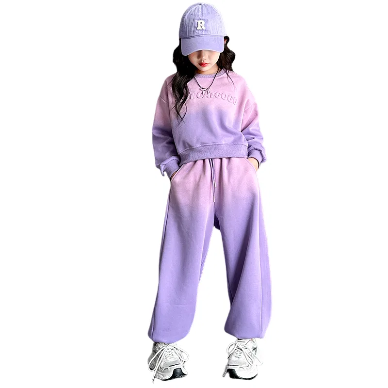 Детский комплект спортивной одежды на флисе с градиентным принтом Lanza, Purple Fleece-Lined — фото 3