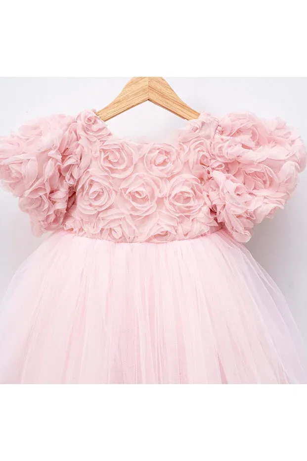 Детское платье для девочек с коротким рукавом Party Gül Baby, Pink — фото 4
