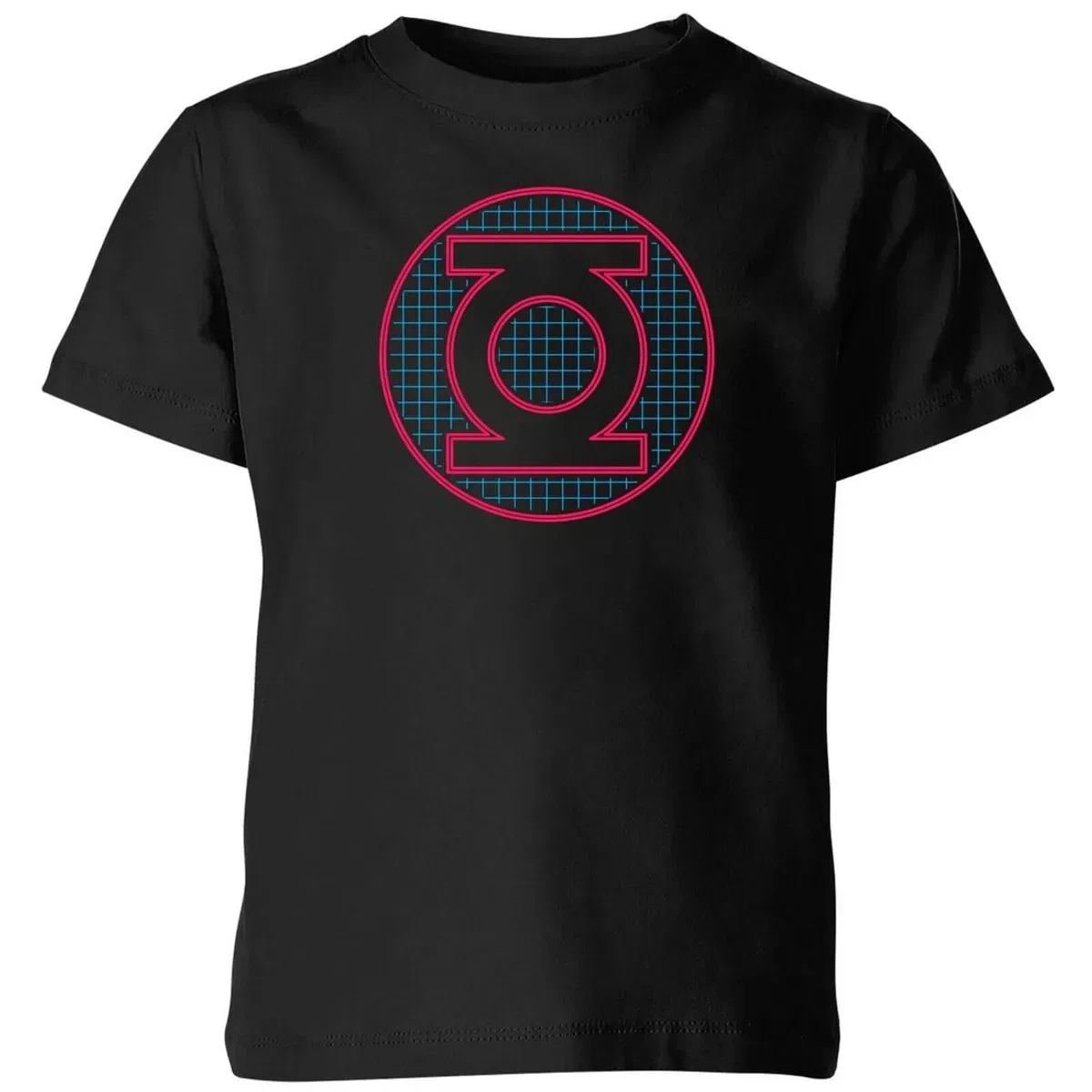 Детская футболка с принтом Justice League Green Lantern Retro Grid Logo Dc Comics, Black — фото 2