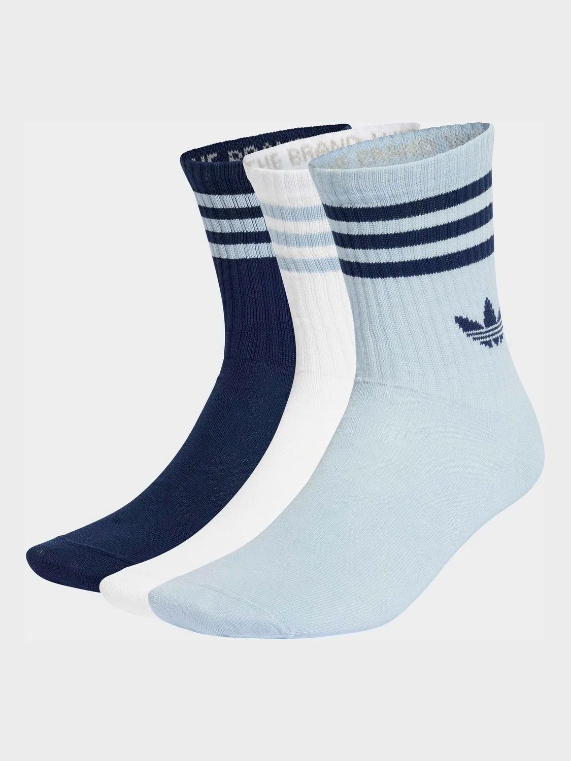 Носки, 3 пары, adidas Originals Crew Three Stripe, синие/белые