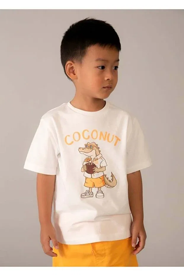 Детская футболка с принтом Coconut Mayoral, Cream — фото 2