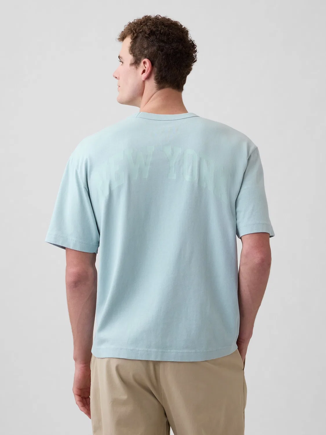 Футболка Gap Heavyweight Relaxed 1969 Logo, синяя — фото 2