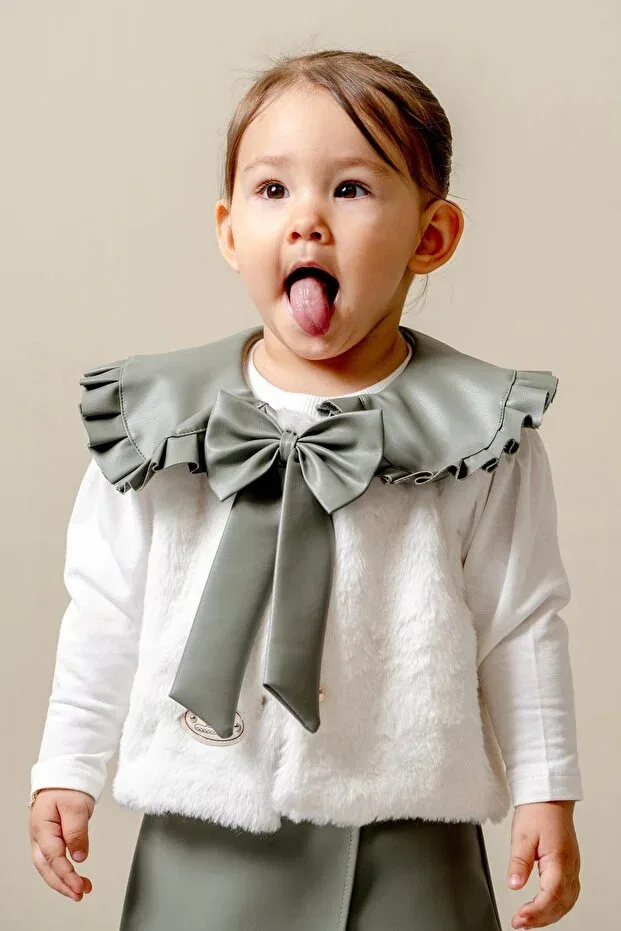 Детский комплект для девочек из кожи Glam Jnf Kids, Green — фото 2
