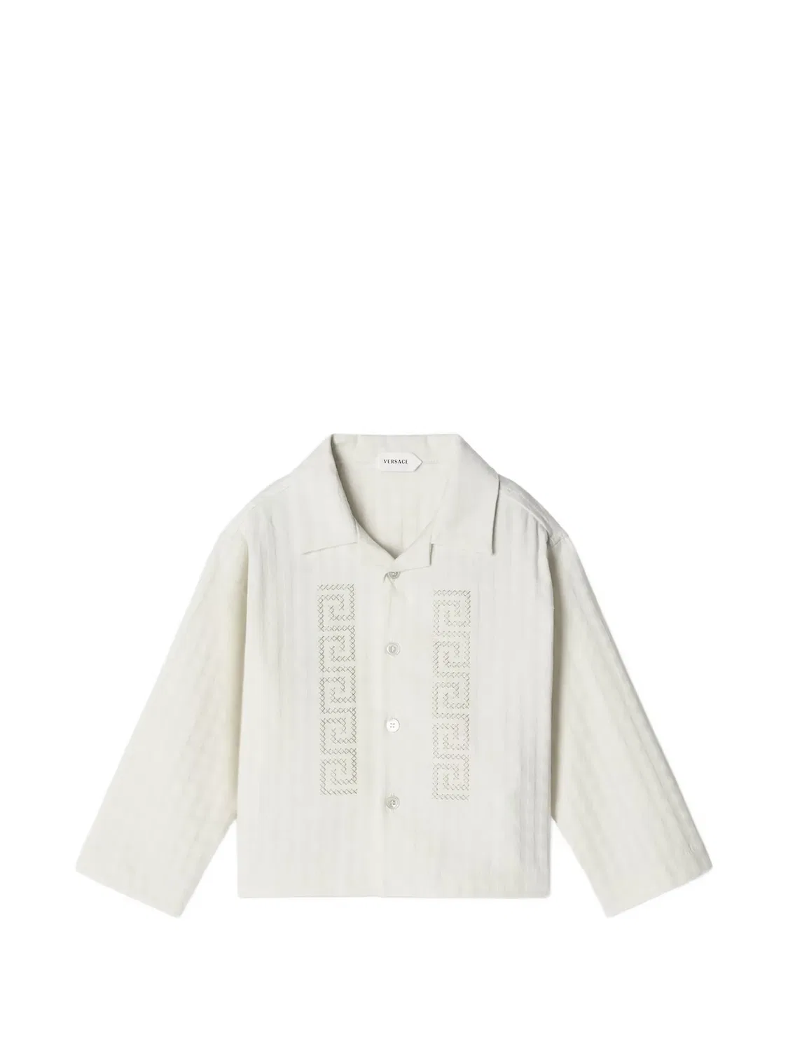 Рубашка с вышивкой Greca Versace Kids, нейтральные цвета