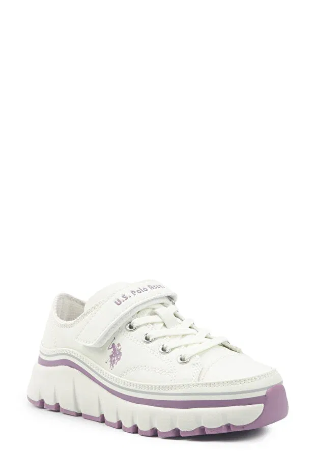 Детские кроссовки для девочек текстильные Kenta jr 5pr white girl sneakers U.S. Polo Assn., White — фото 2