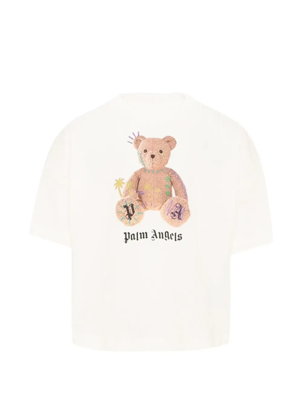 Футболка с логотипом и принтом медведя Palm Angels Kids, белый