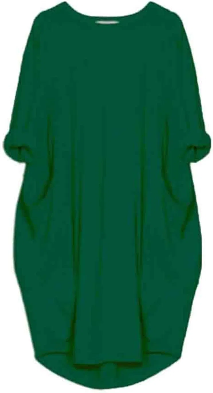Женское свободное пляжное платье миди, Dark Green
