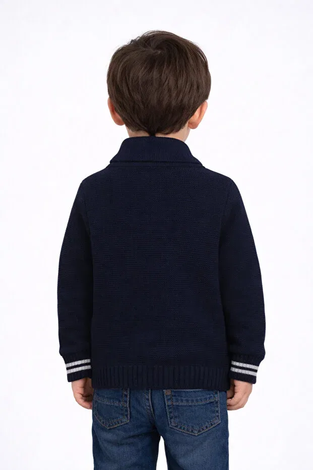 Детский кардиган с v-образным вырезом Minora, Navy Blue — фото 3