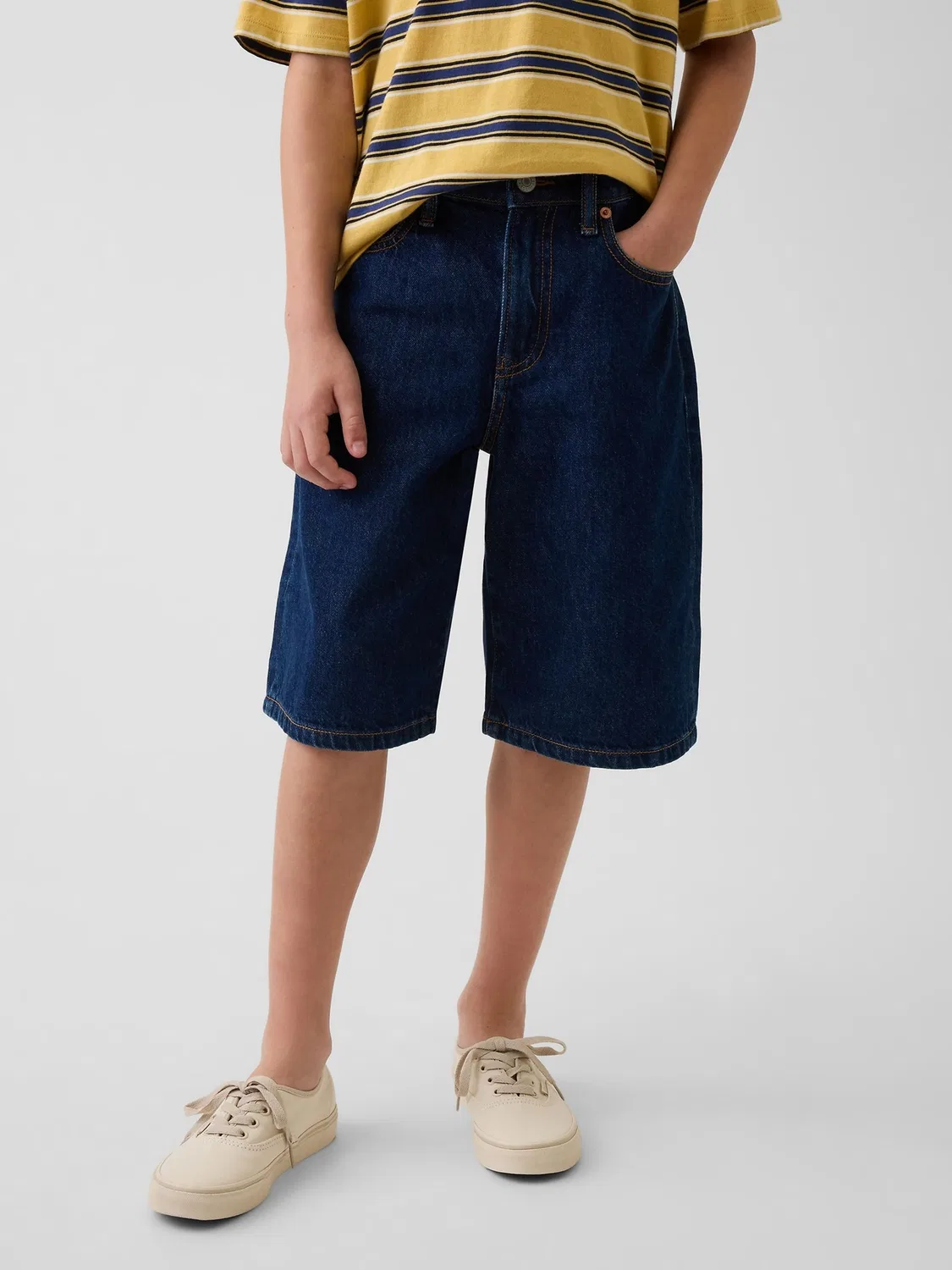 Шорты джинсовые свободные Gap Dark Wash, Dark Wash