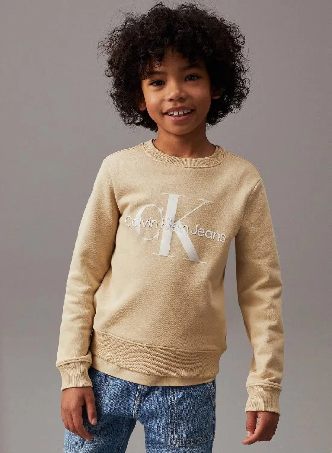 Свитшот с логотипом унисекс Calvin Klein Jeans, хаки