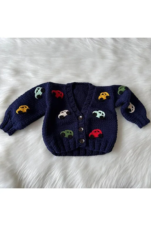 Детское пальто-кардиган с ручной вышивкой Home, Navy Blue