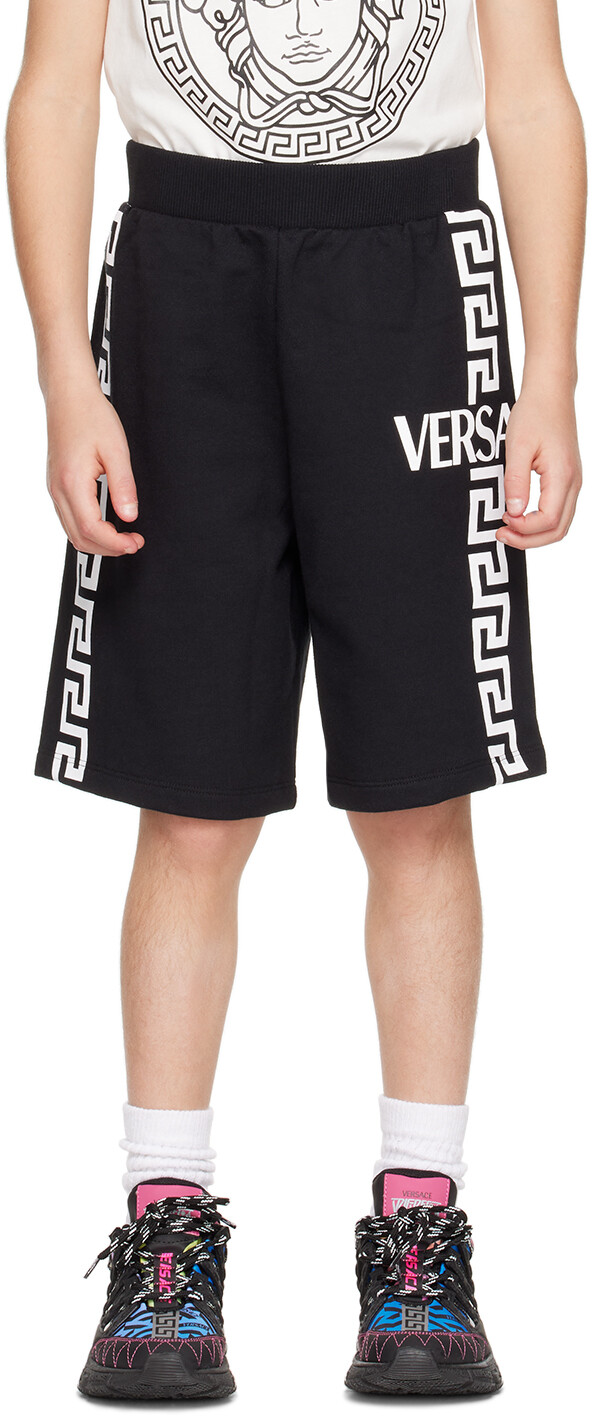 

Детские черные шорты Greca Versace, Черный, Детские черные шорты Greca Versace