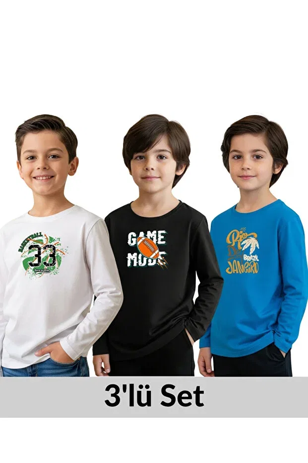 Детские свитшот для мальчиков с принтом Fyk Kids, White-Black-Blue