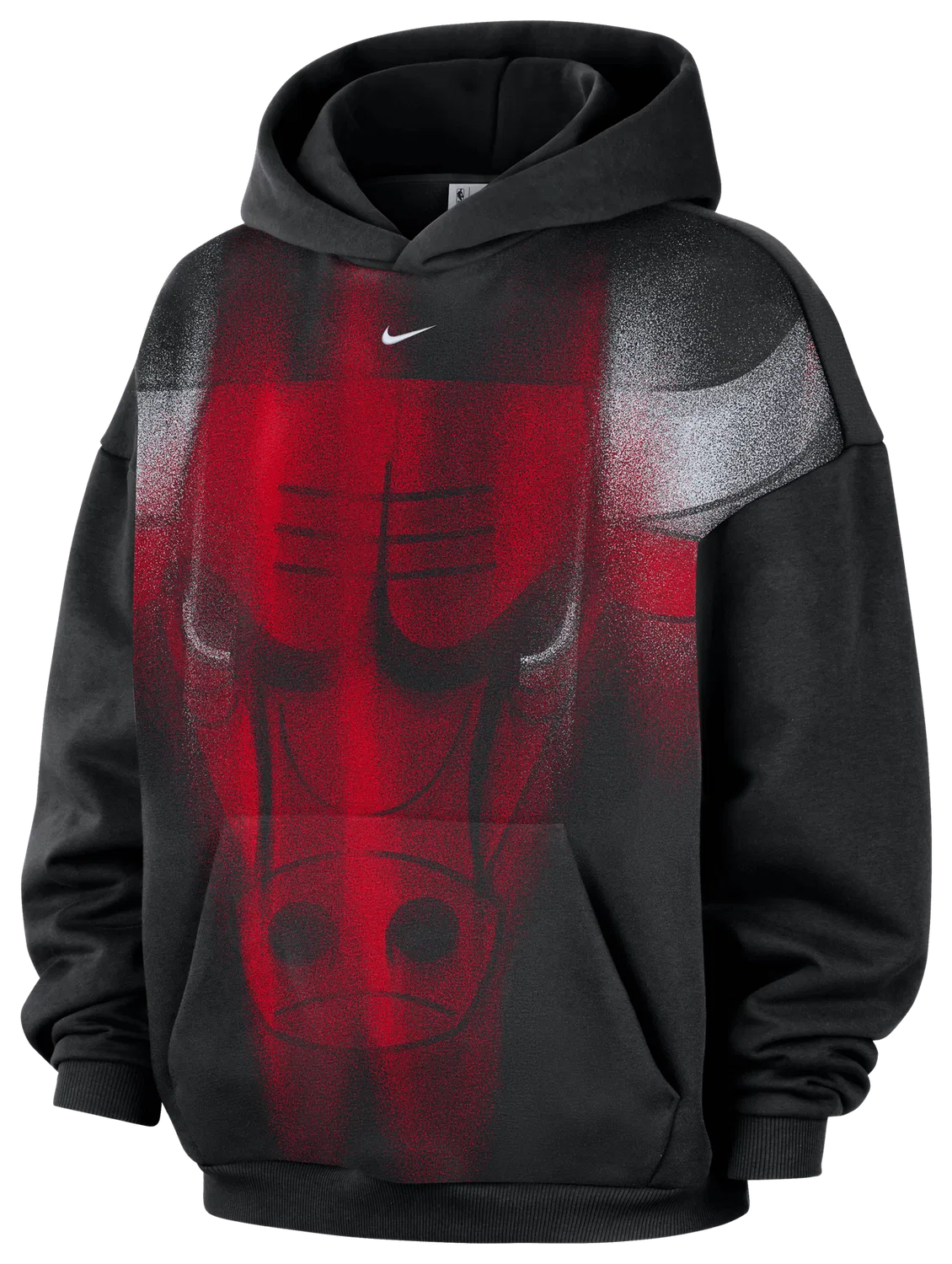 Мужская толстовка с капюшоном из флиса Bulls Basketball Icon Nike, черно-белый — фото 4