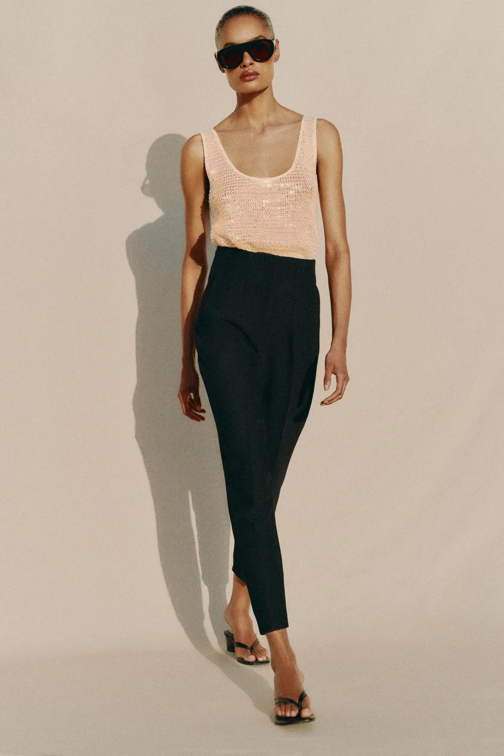 Брюки с высокой талией ZARA, Black