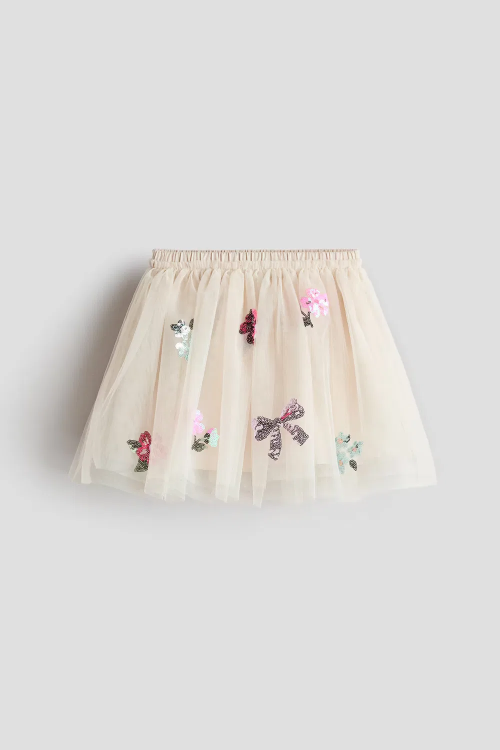 Юбка из тюля с пайетками H&M, Hellbeige/Blumen