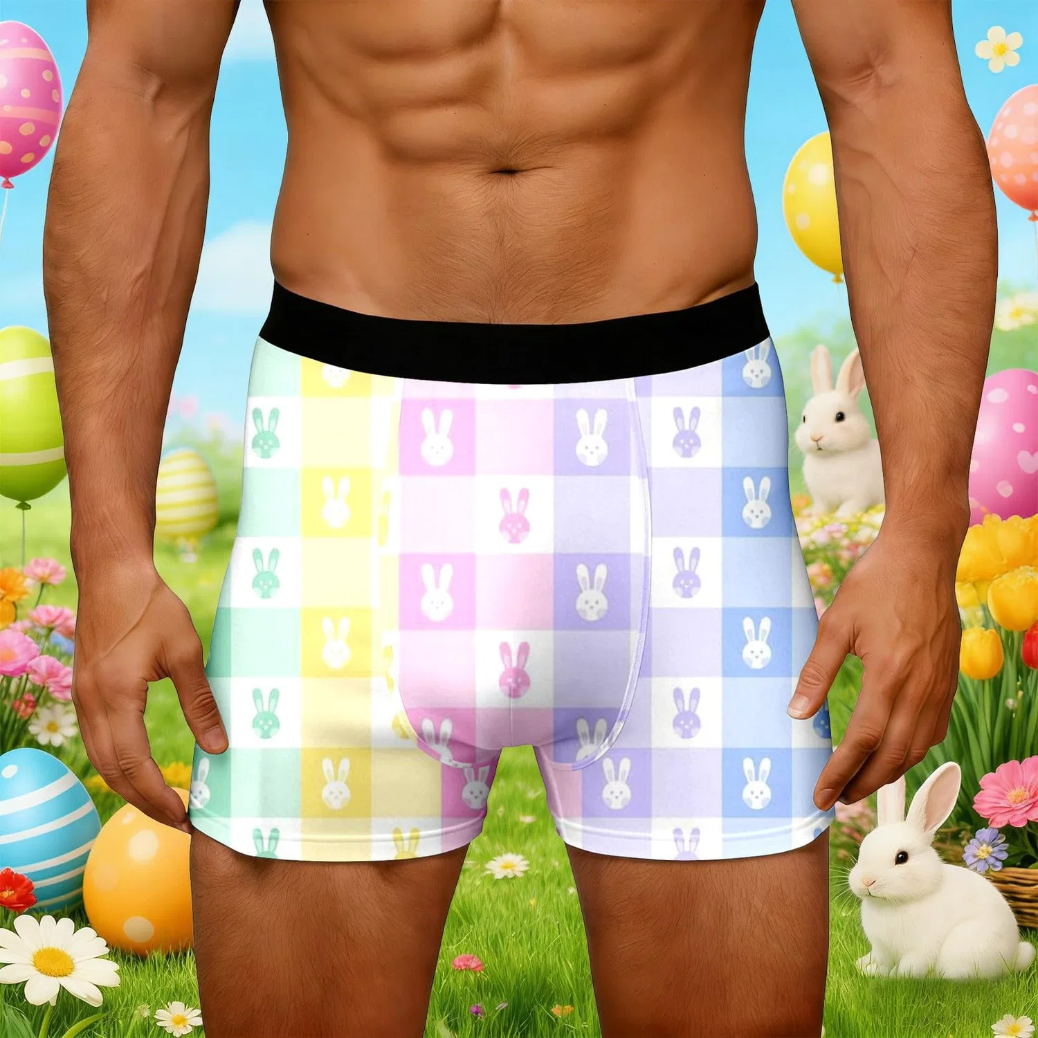 Мужские термобрюки с принтом Easter Printed Briefs, White-m — фото 2