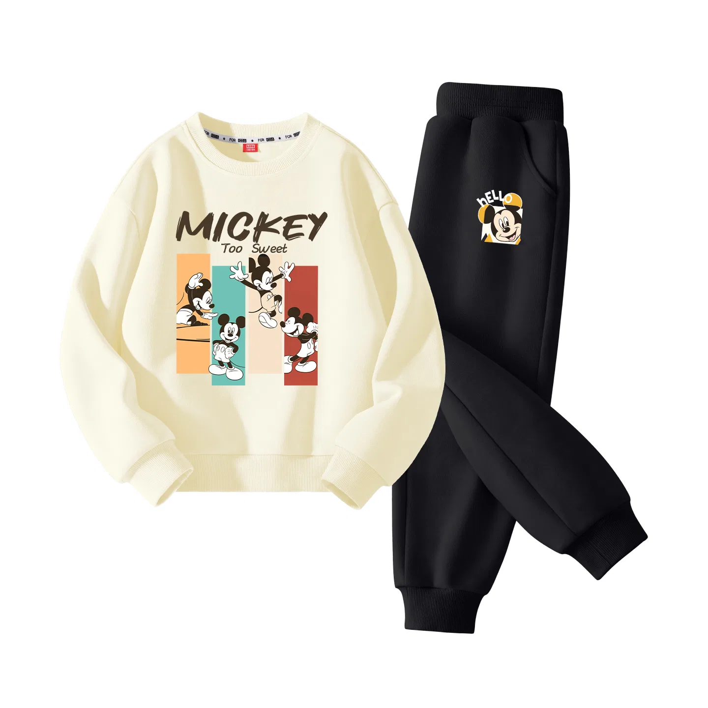 Детский спортивный костюм с круглым вырезом Disney, Цвет Dido's Crispy Biscuit Yellow+Demi's K Black