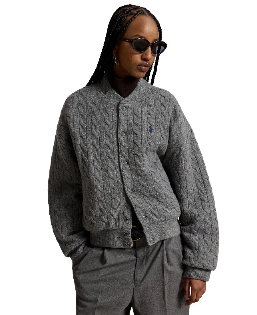 Женский жакет с воротником-стойкой и косами Polo Ralph Lauren, Flannel Grey Heather