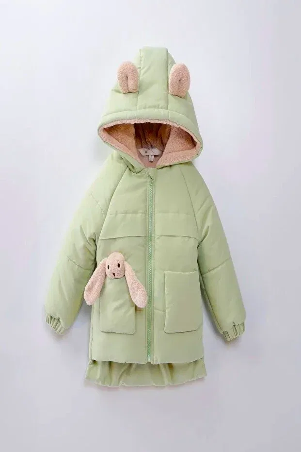 Детское зимнее пальто для девочек с капюшоном Dekubaby, Green