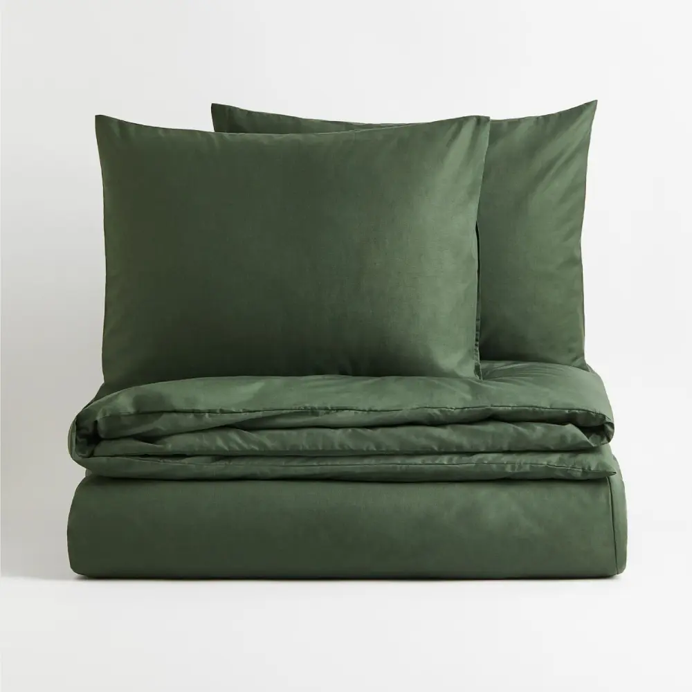 

Комплект двуспального постельного белья H&M Home Cotton, темно-зеленый