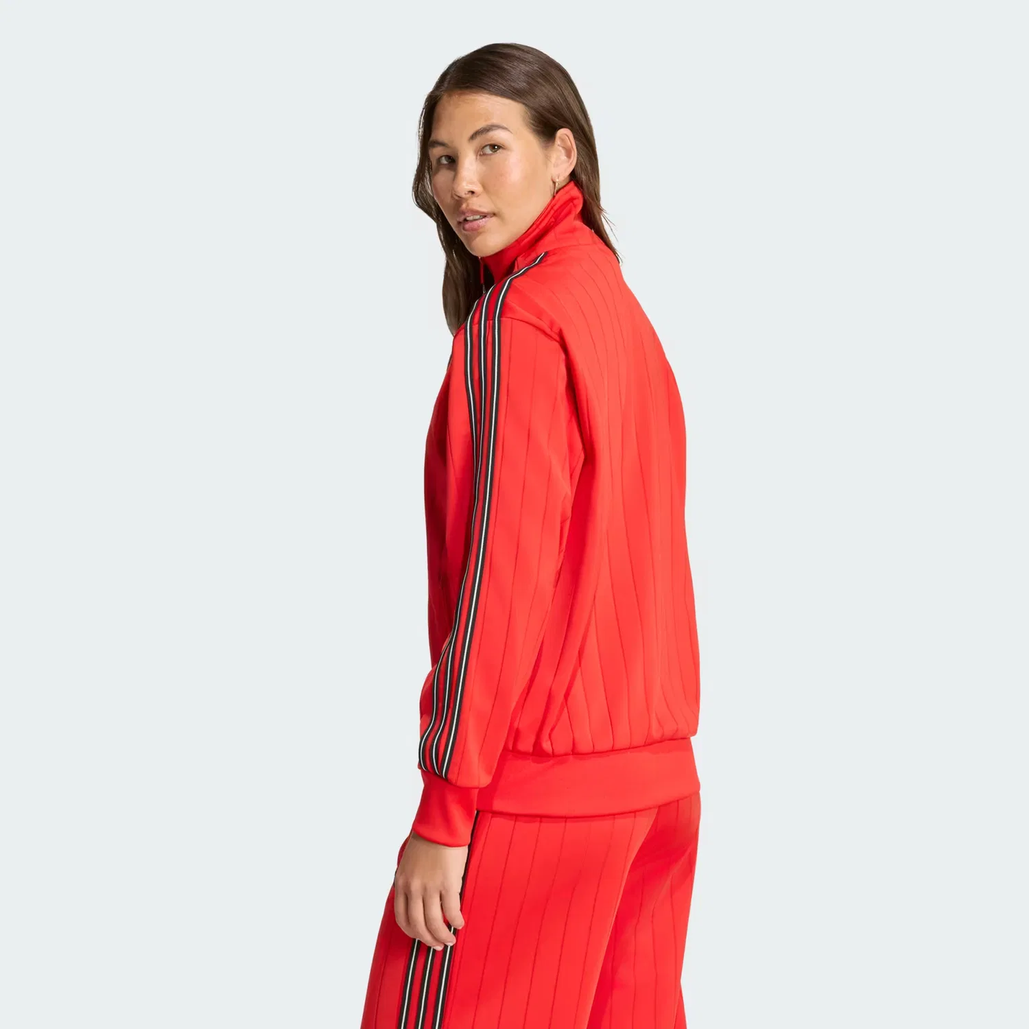 Женская спортивная куртка в тонкую полоску Pinstripe Firebird Adidas Originals, ярко-красный/черный/белый — фото 2