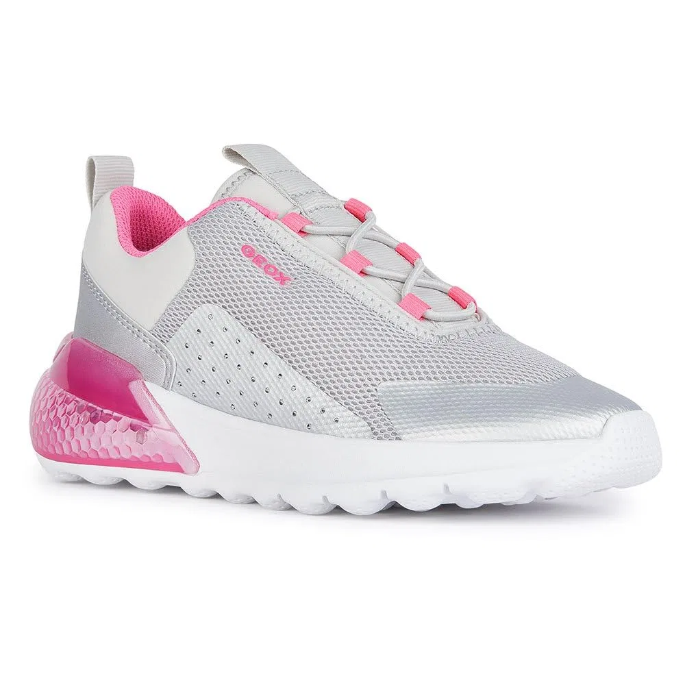 Детские кроссовки для девочек со светодиодами Geox, 2-Silver Fluo Fuchsia — фото 3