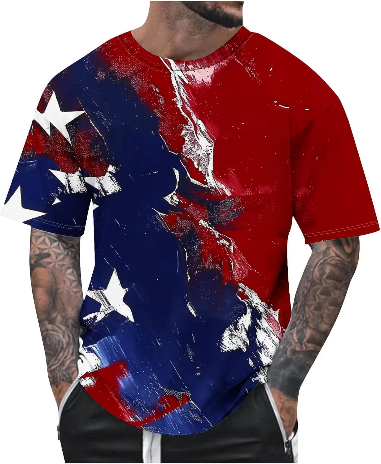 Мужская футболка с принтом американского флага, 4th of July, Multicolor