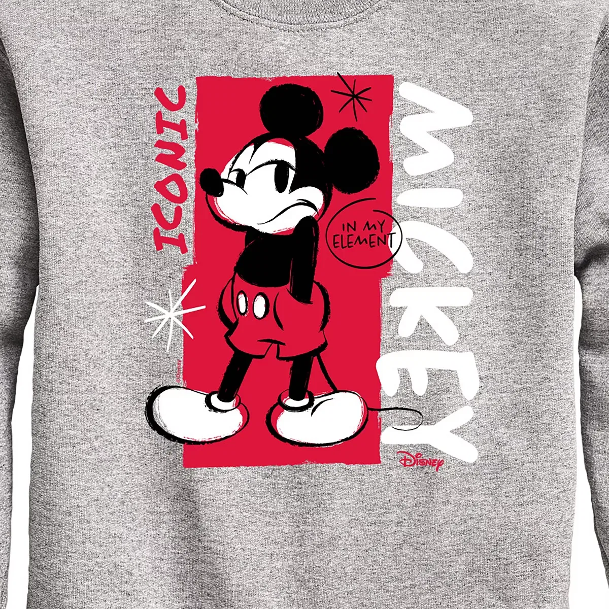 Детское худи с принтом Mickey Iconic Disney, Athletic Heather — фото 2